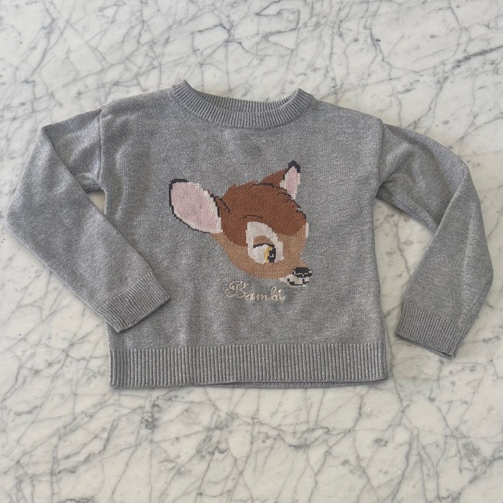 Disney Bambi Gray Knit Sweater with Embroidery Sz 5T